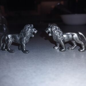 Pewter lion figurines